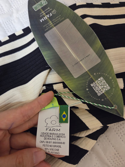 Top Farm Listra Tropical Preto e Off - Dupla Face