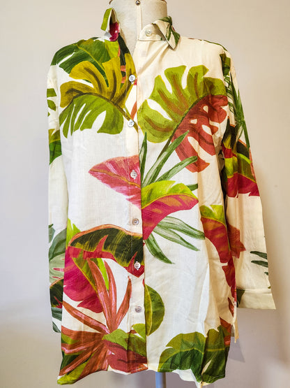 Camisa Farm Folhagens Fundo Cru
