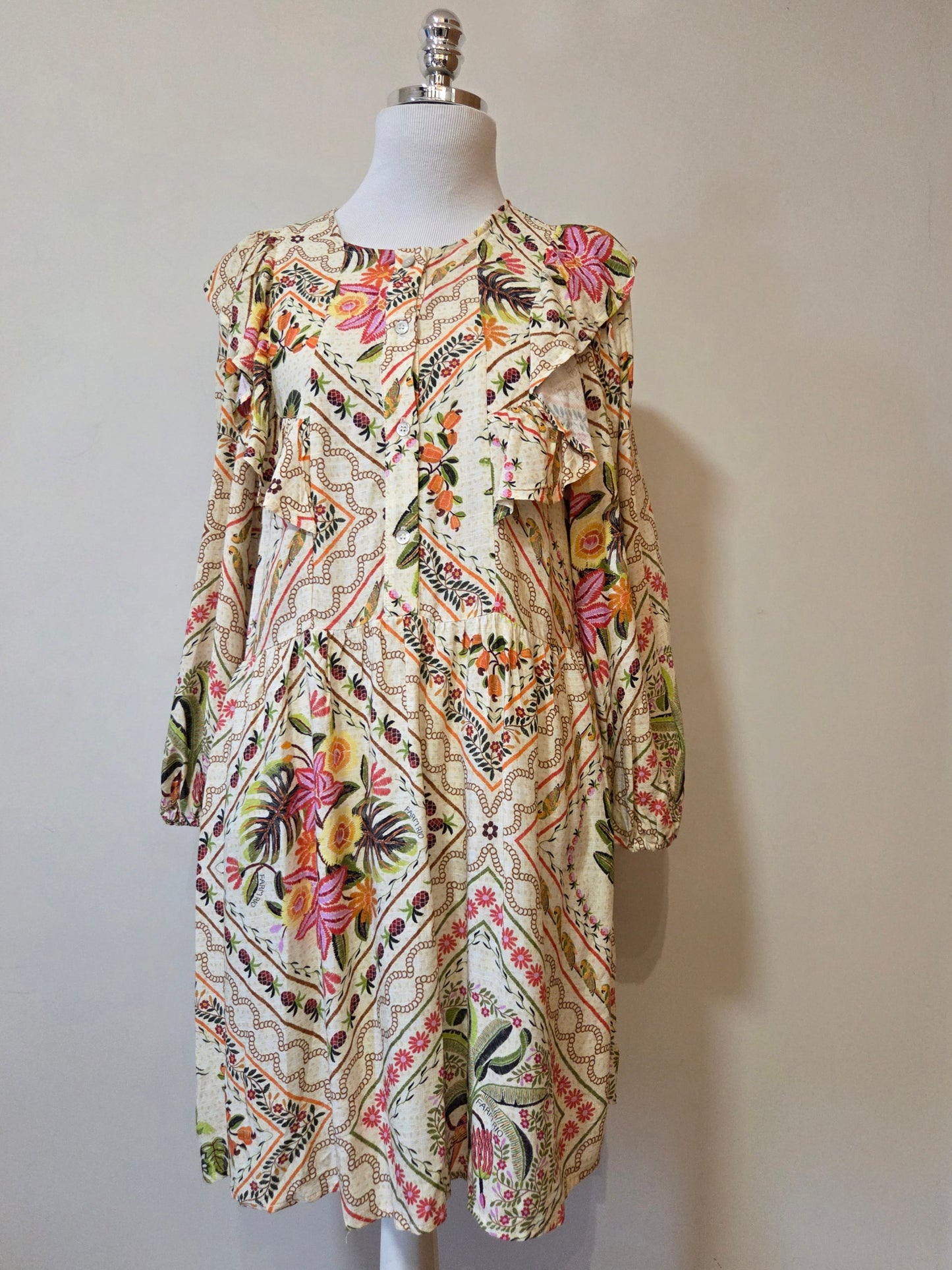 Vestido Farm Curto Paraiso Frutas e Araras