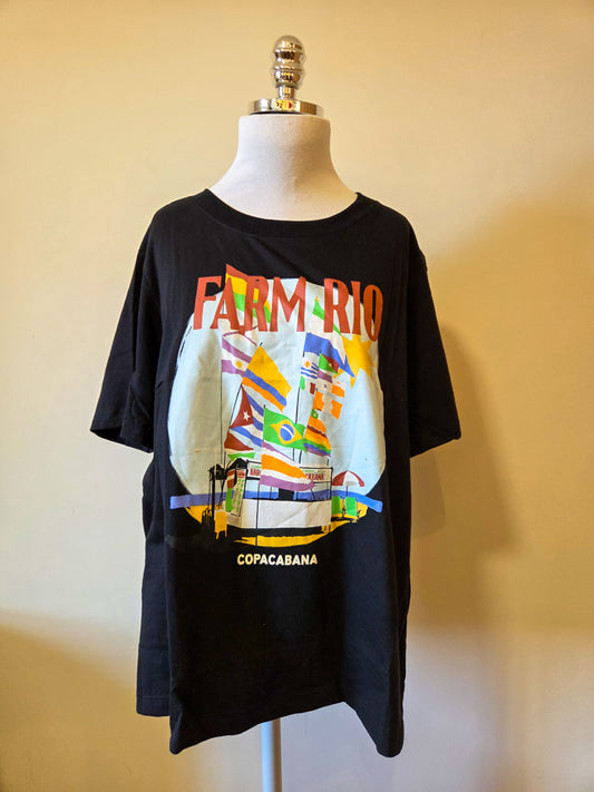Camiseta Farm Copacabana Barcos e Bandeiras Preta
