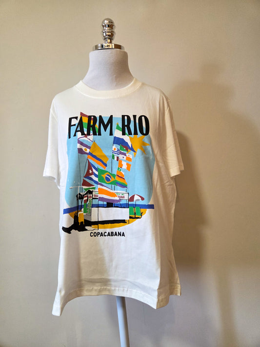 Camiseta Farm Copacabana Barcos e Bandeiras Branco