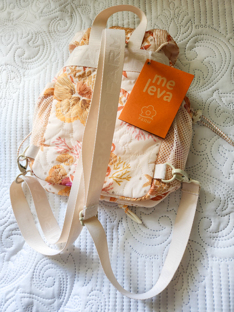Mochila Farm Pipoquinha Puffer Floral Claro