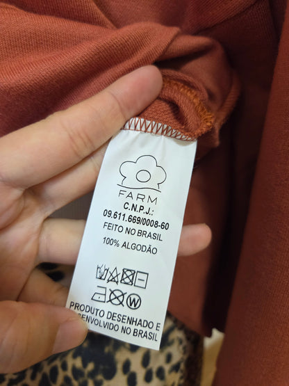 Blusa Farm Moletinho Onça Estampada Terracota