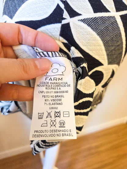 Vestido Farm Midi Canelado Rendeira