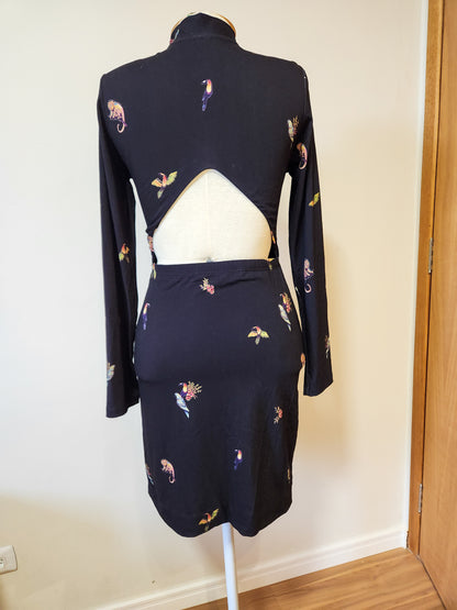 Vestido Farm Curto Manga Longa Animais