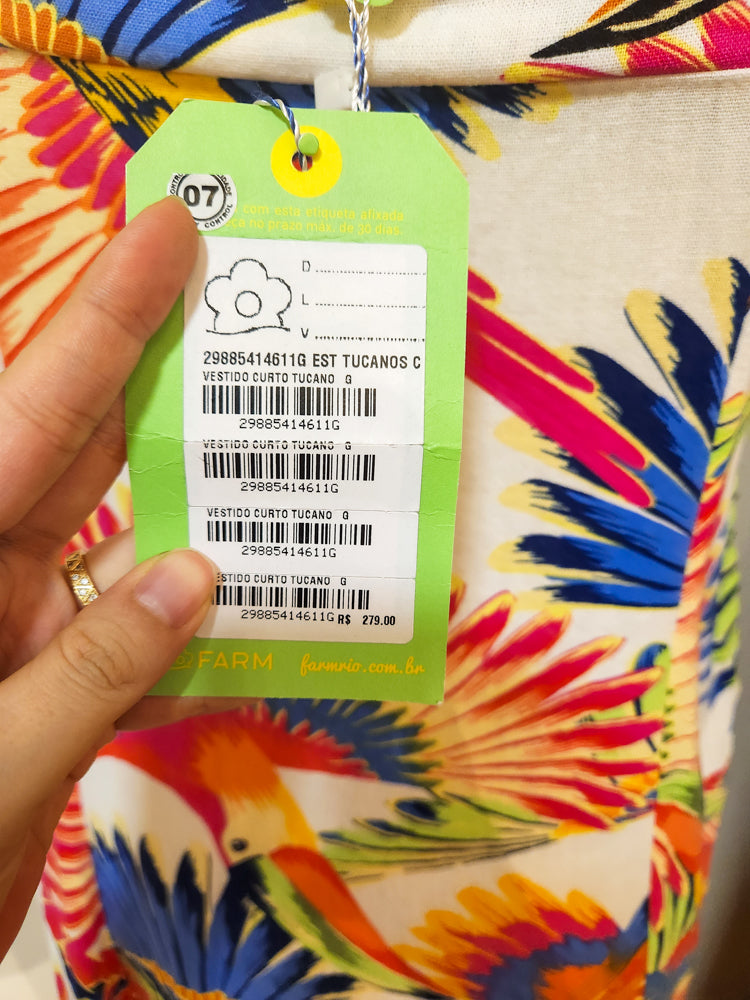 Vestido Farm Curto Tucanos Pintados
