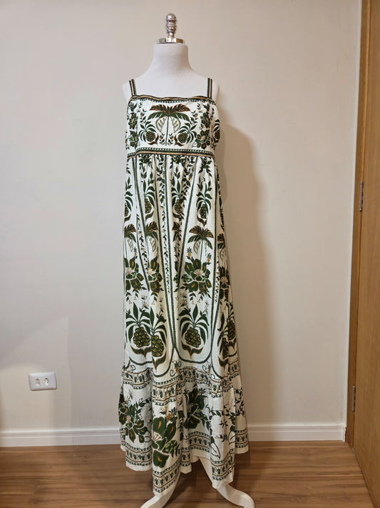 Vestido Farm Floral Verde com Off White