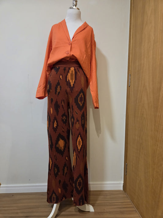 Calça Farm Flare Tricot Geométrica