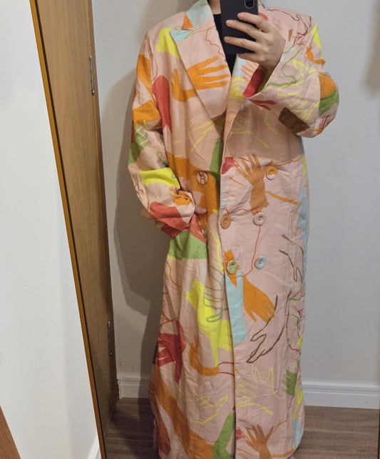 Maxi Blazer Farm Estampa Abstrata Colorida