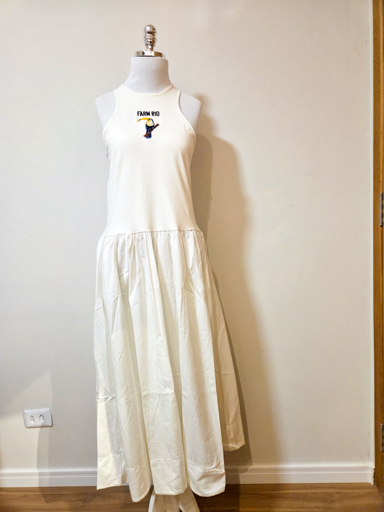 Vestido Farm Tucano Bordado Branco/Off White