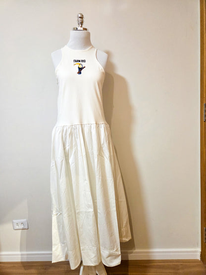 Vestido Farm Tucano Bordado Branco/Off White
