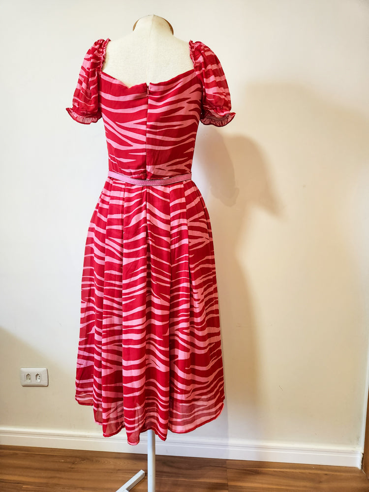 Vestido Antix Midi Bagatelie Rosa e Vermelho