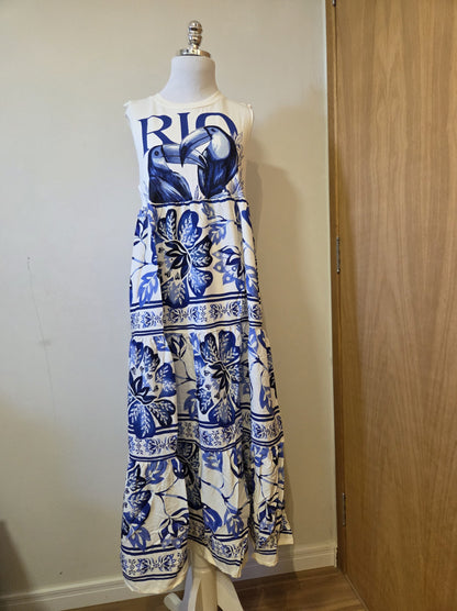 Vestido Farm Patch Casal de Tucanos Azul