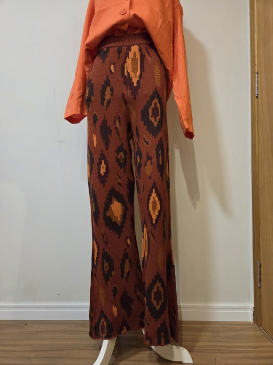 Calça Farm Flare Tricot Geométrica