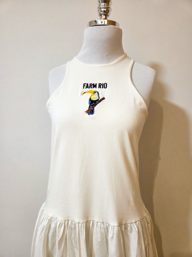 Vestido Farm Tucano Bordado Branco/Off White