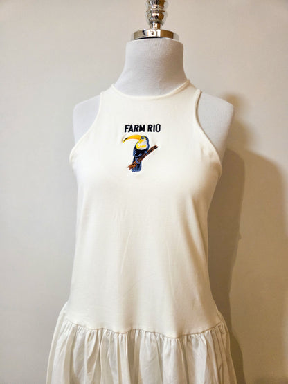 Vestido Farm Tucano Bordado Branco/Off White