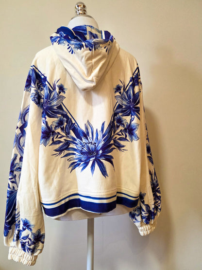 Moletom Farm  Floral Azul Tons de Creme