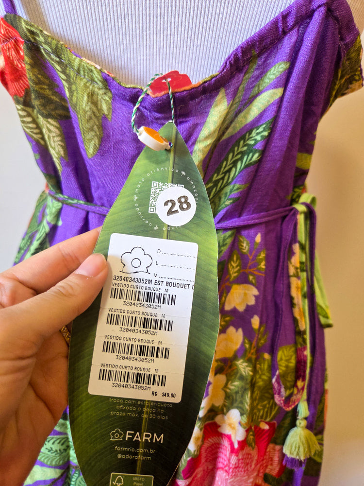 Vestido Farm Curto Bouquet de Verão Roxo