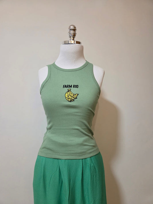 Regata Farm Rio Verde Menta com Bordado de Bananas