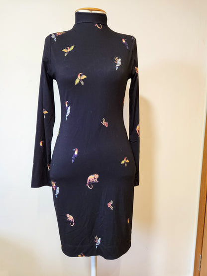 Vestido Farm Curto Manga Longa Animais