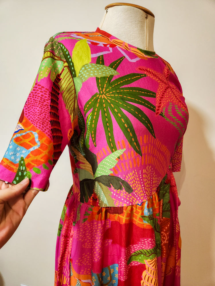 Vestido Farm Bronzeado Rosa Gandaia