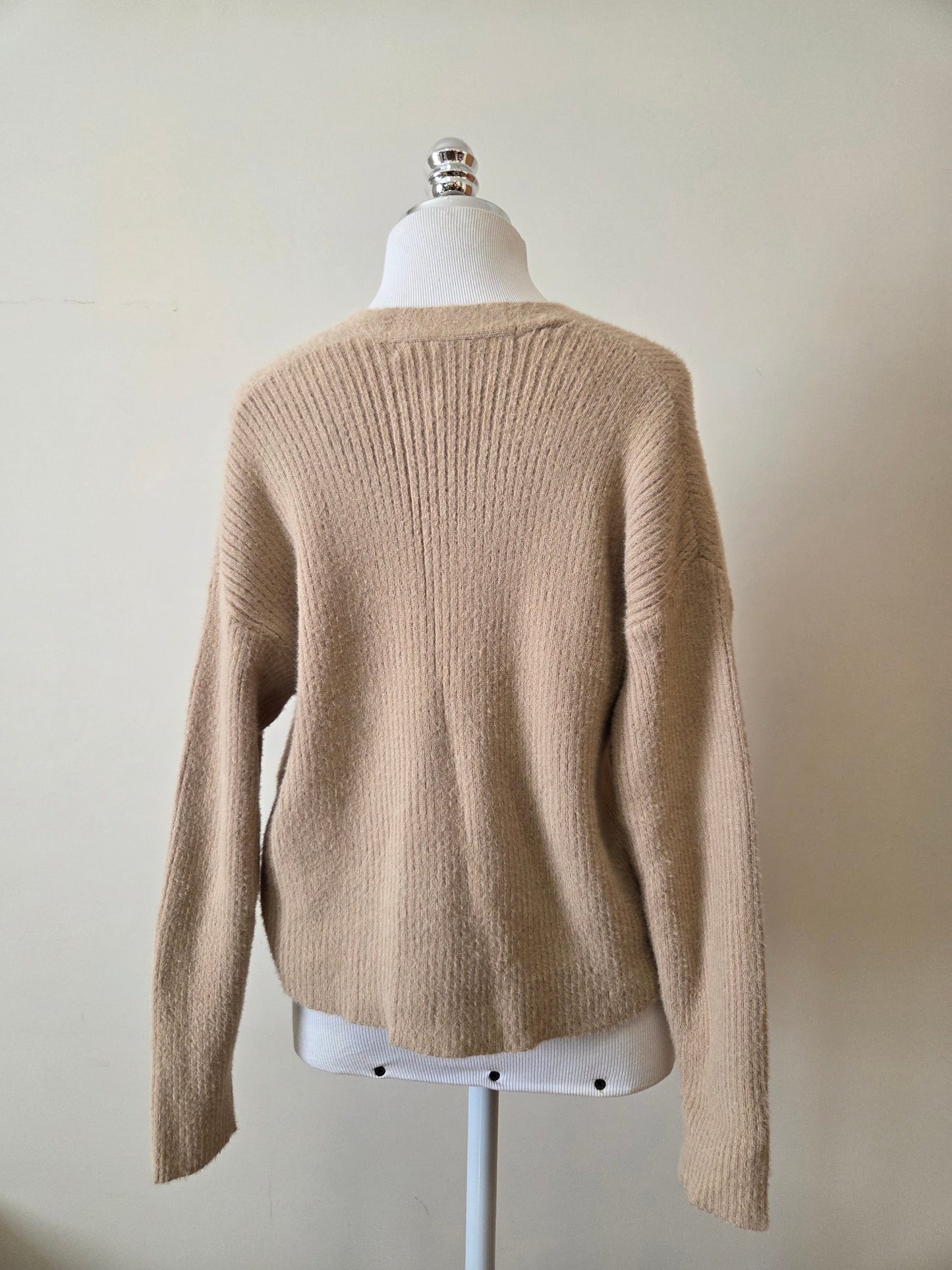 Cardigan Youcom Cropped de Tricô Pelinho Caqui