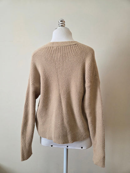 Cardigan Youcom Cropped de Tricô Pelinho Caqui