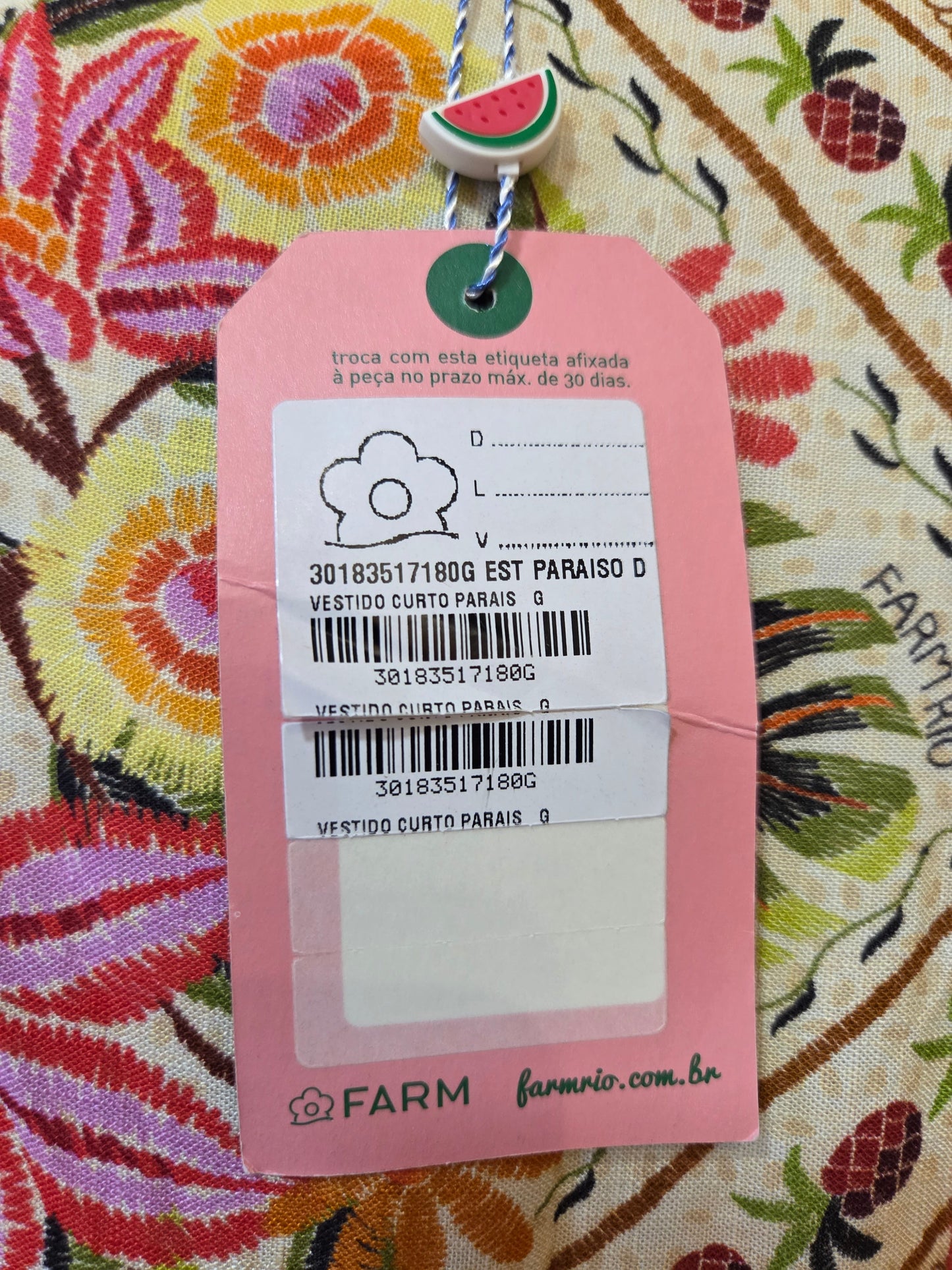 Vestido Farm Curto Paraiso Frutas e Araras