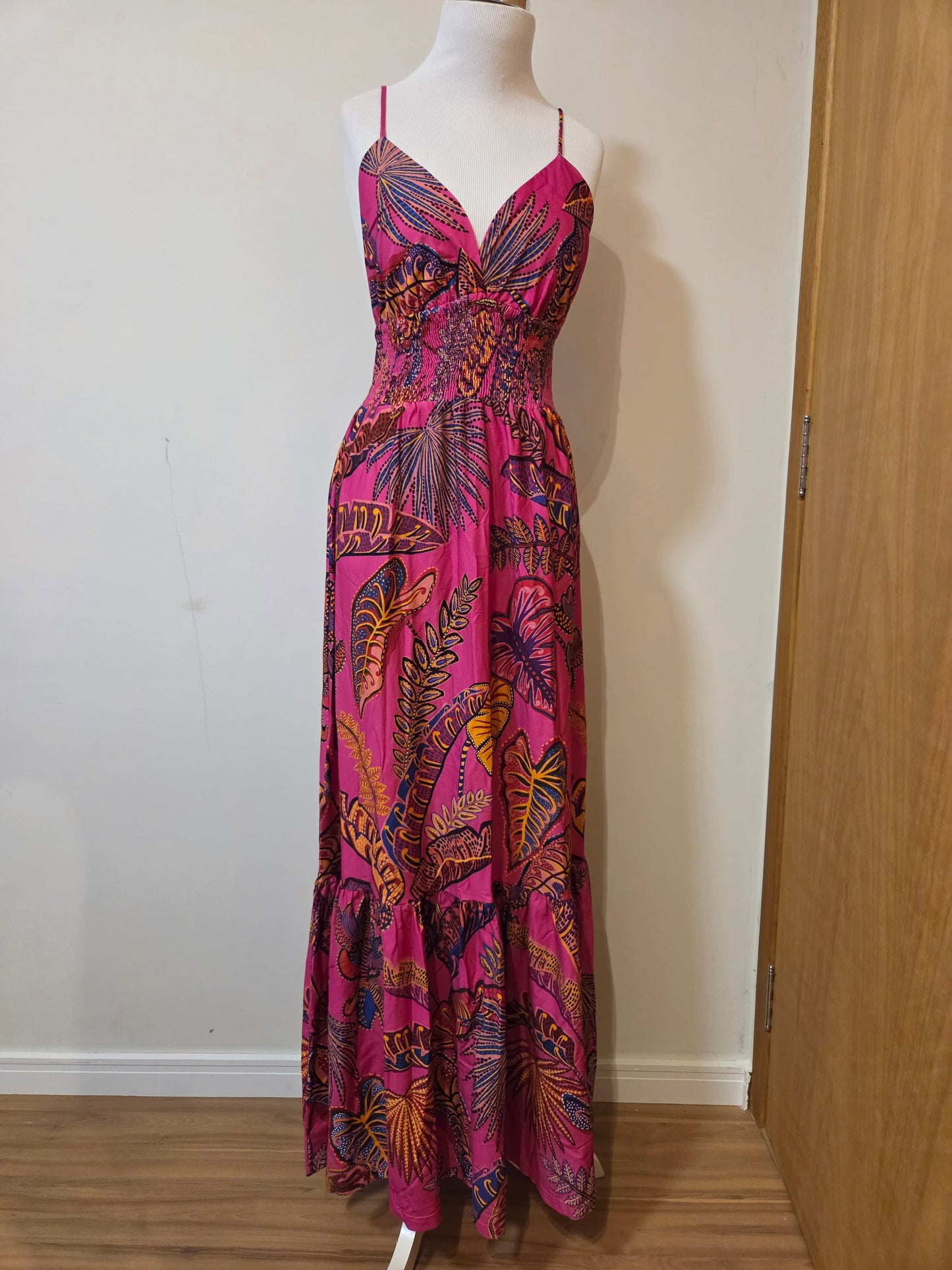 Vestido Farm Folhagem Cool Rosa