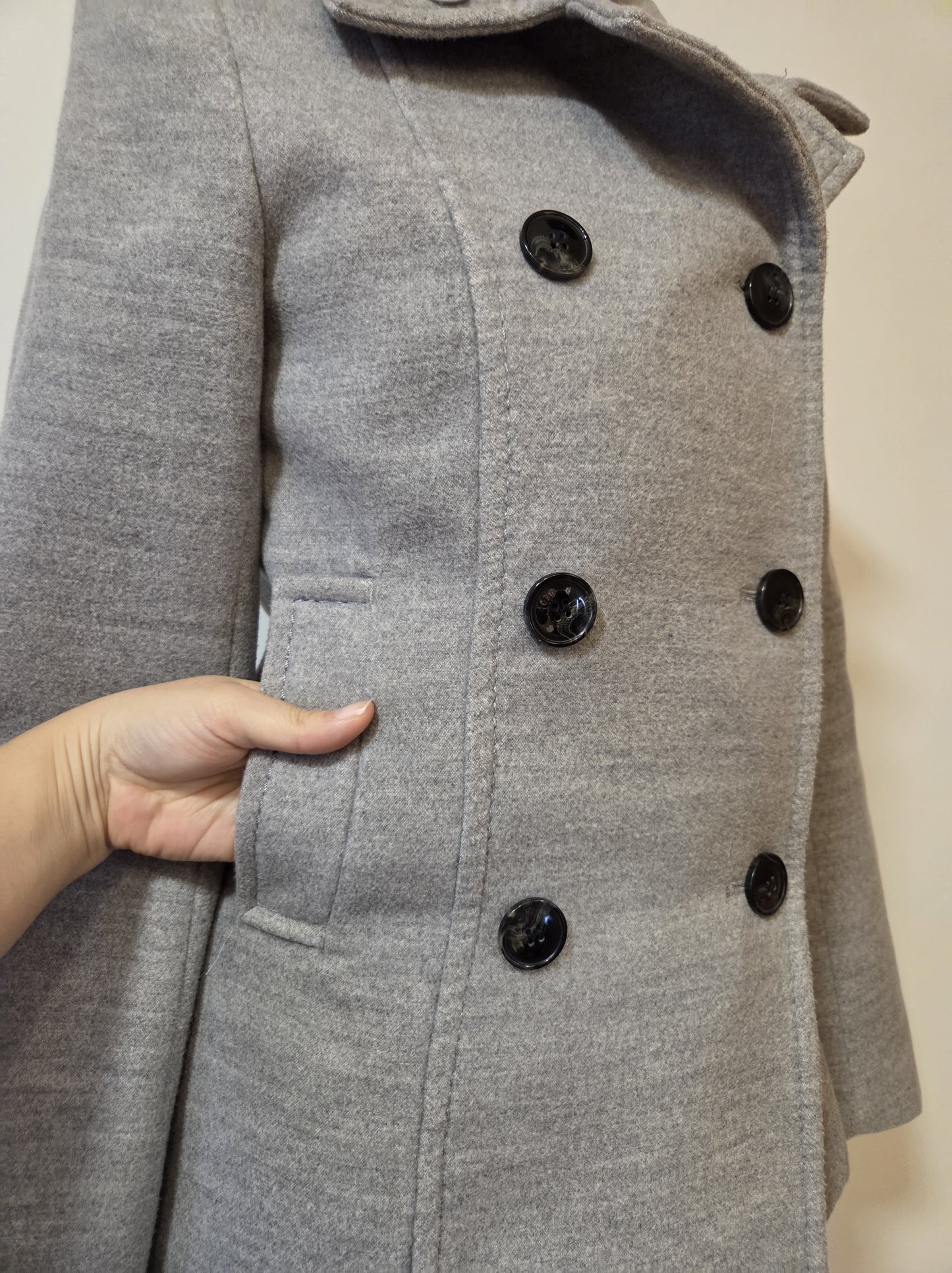 Casaco H&M Lã Batida Cinza