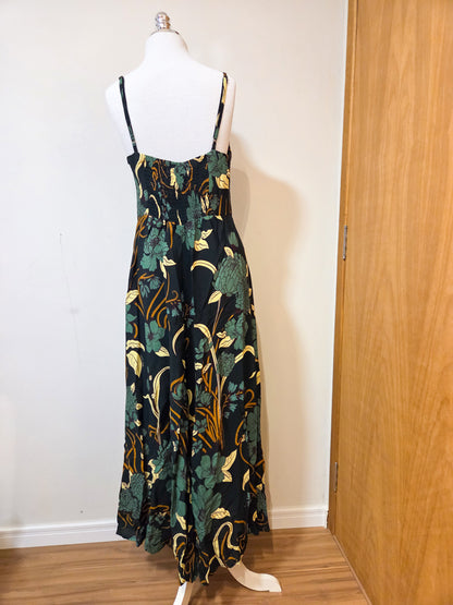 Vestido Farm Longo Verde Floral