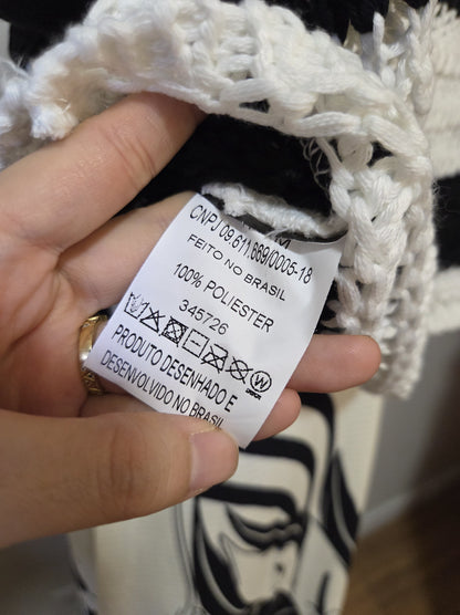 Blusa Farm Tricô Telado Preto e Branco