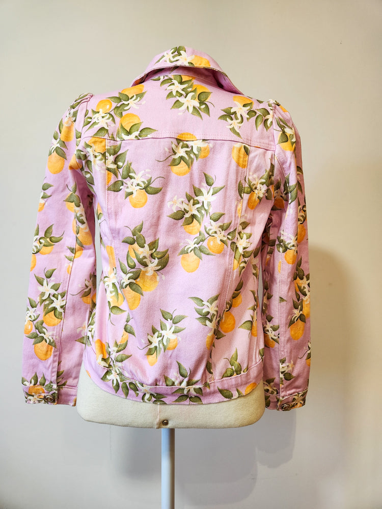 Jaqueta Antix Jeans Rosa com Laranjas