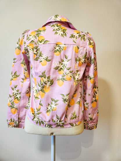 Jaqueta Antix Jeans Rosa com Laranjas