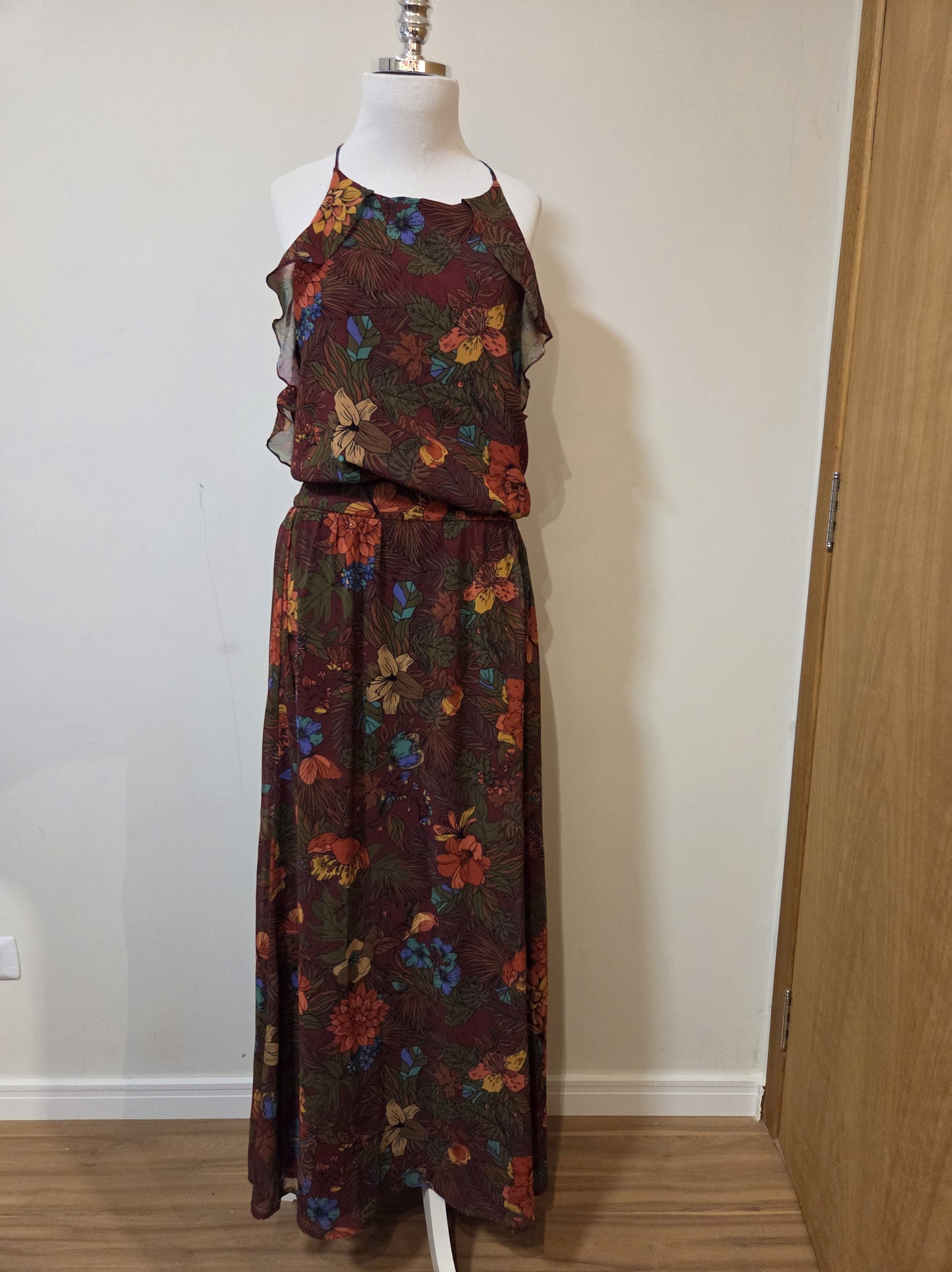 Vestido Farm Floral Tons Terrosos Frente Única