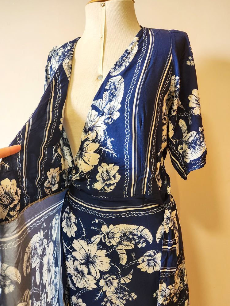 Vestido Farm Azul Floral Envelope