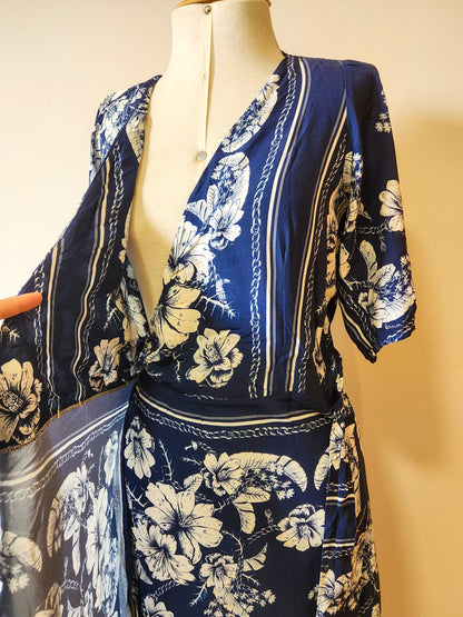 Vestido Farm Azul Floral Envelope