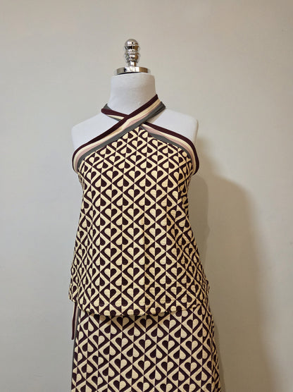 Conjunto Farm Estampa Corações Blusinha e Saia Transpassada
