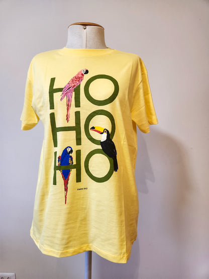 Camiseta Farm Amarela HOHOHO com pássaros