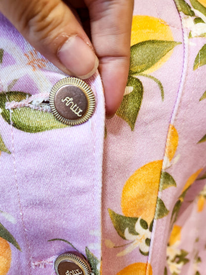 Jaqueta Antix Jeans Rosa com Laranjas