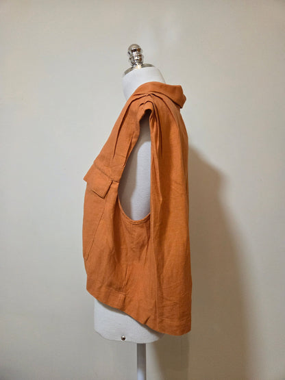 Blusinha / Colete Farm Pregas Laranja