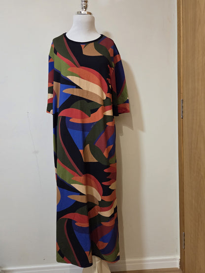 Vestido Farm Estampa Abstrata Colorido e Longo