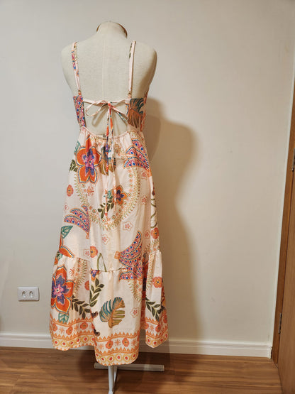 Vestido Chris Ms Floral Longo Off White