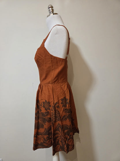 Vestido Farm Curto Terracota Floral