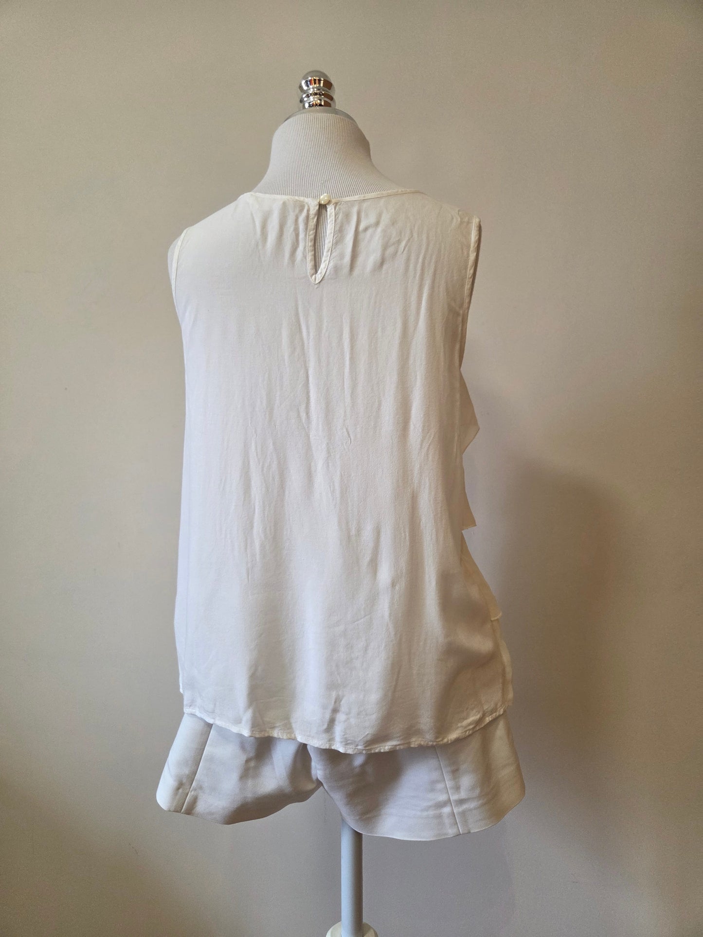 Blusinha H&M Regata Babados em Camadas Off White