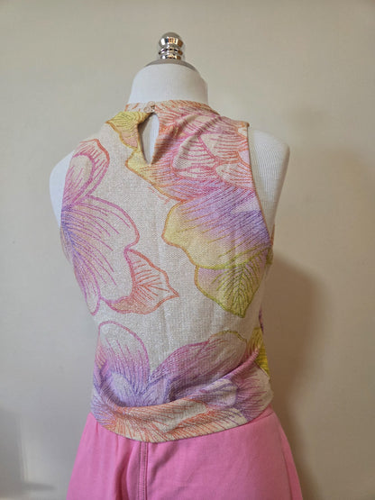 Blusinha Farm Regata Brilho Floral Rosa