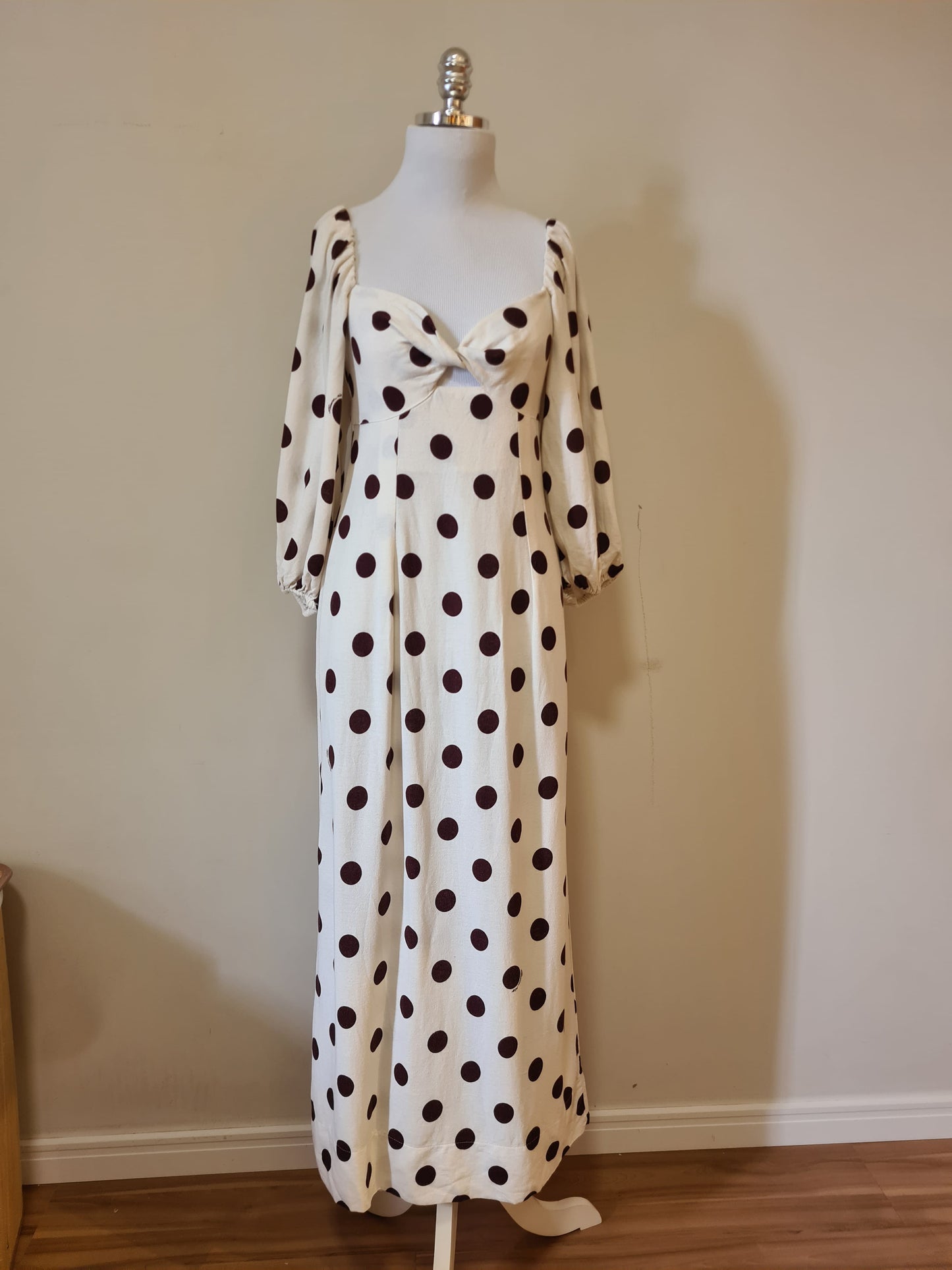 Vestido Farm Cropped Poá Marrom