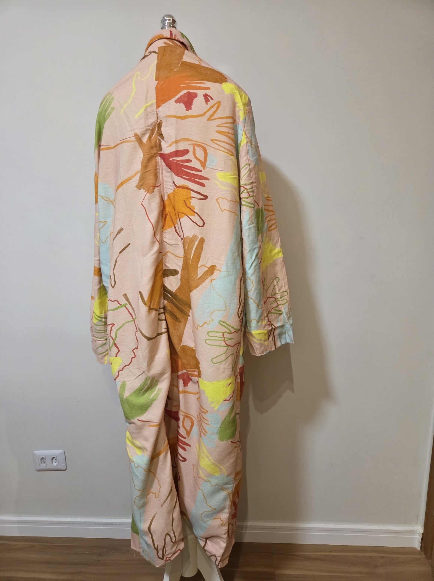 Maxi Blazer Farm Estampa Abstrata Colorida