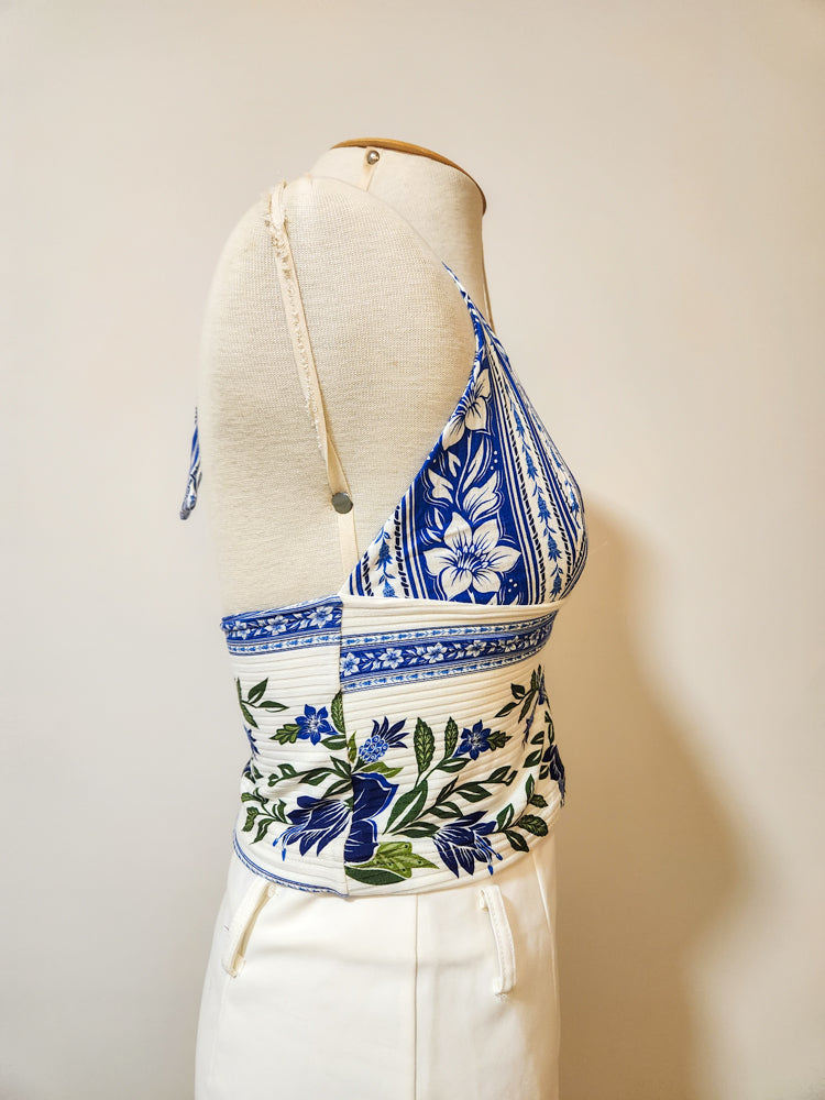Blusinha Farm Frente Única Azul e Branco