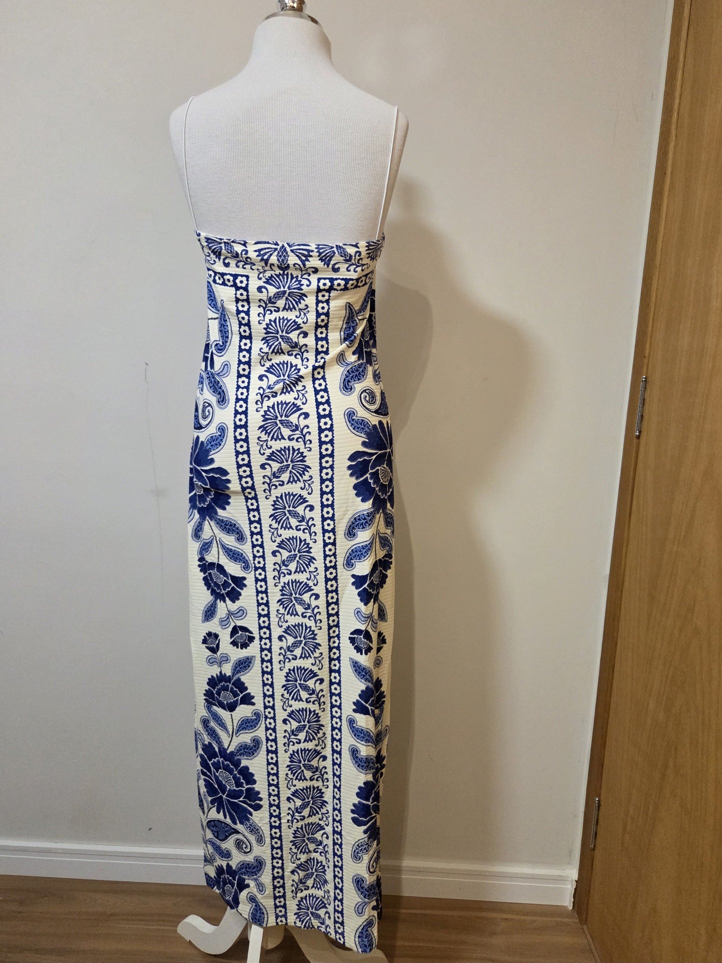 Vestido Farm Floral Azul Canelado